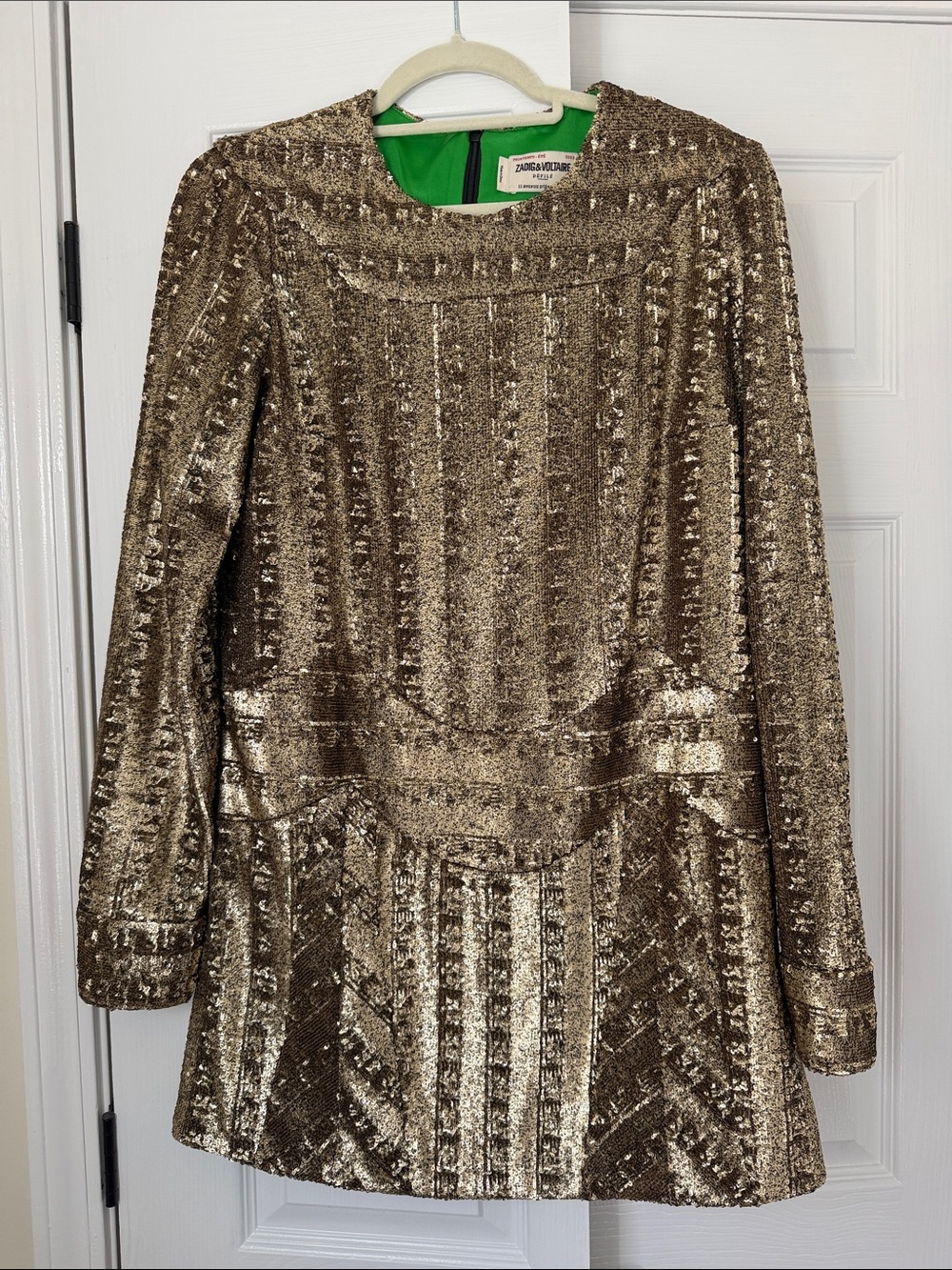 Zadig & Voltaire Metallic Gold Mini Dress